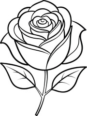 Elegant rose flower outline vector art on white background