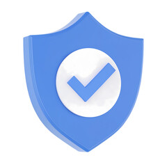 Blue shield with white check mark symbol