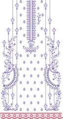Ikat Floral Paisley Embroidery on White Background. Ikat Ethnic Oriental Seamless Pattern
