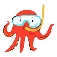 Cute baby squid. vector art and illustration.