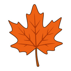 Autumn maple leaf clipart in orange and red tones. Simple fall foliage illustration for seasonal design, cards, patterns, and decorations.