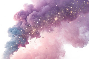 Cosmic nebula swirl a mesmerizing blend of purple pink and blue hues with sparkling stardust against a deep black background