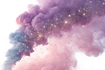 Cosmic nebula swirl a mesmerizing blend of purple pink and blue hues with sparkling stardust against a deep black background