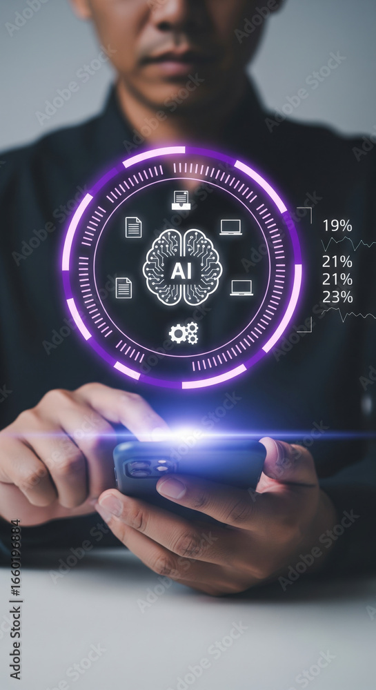 Aufkleber artificial intelligence technology innovation digital smartphone data futuristic interface human han