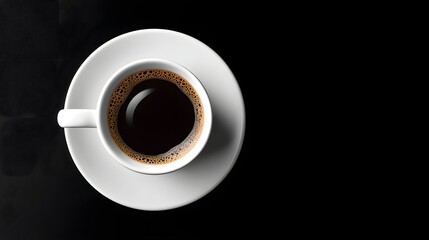 Black Coffee in a White Cup on a Dark Background with Elegant Simplicity