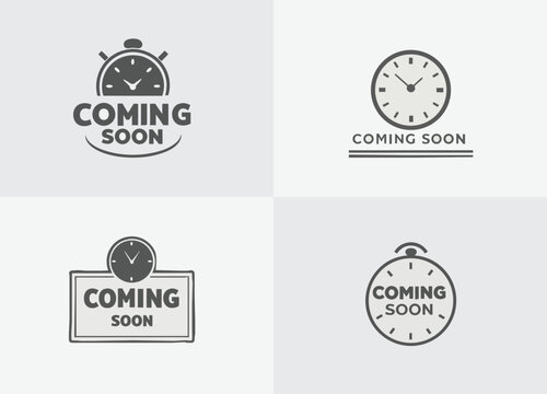 Anticipation of Time: Four design variations showcase a circular clock, embodying the essence of pending arrival. The visual emphasizes the concept of upcoming event.