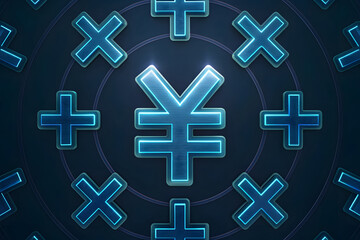 Obraz premium 3D Holographic Representation of Currency Symbol with Abstract Design