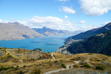 Naklejka premium Queenstown New Zealand Southern Alps Adventure Travel Lake Wakatipu