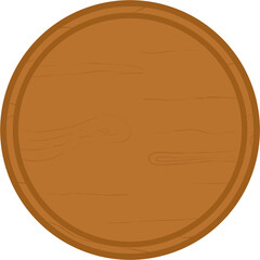 원형 나무쟁반과 나무결이 보이는 전통 식기 일러스트 