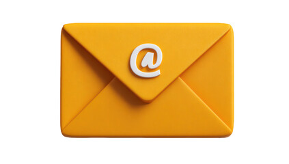 3D yellow email envelope icon, with white "at" sign on black background
