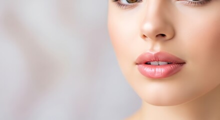 Fototapeta premium Close-up of a Womans Face with Natural Makeup.