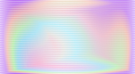 Ribbed glass effect background with horizontal lines and iridescent holographic gradient. Vector illustration. Acrylic glass banner background, creative, promo, backdrop design