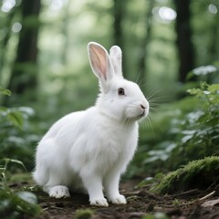 Fototapeta premium White rabbit on the grass
