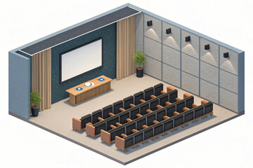 Modern Cinema Room with Empty Chairs and Projector Concept