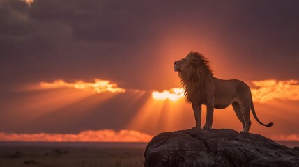 A Strong Lion Stands Majestic, Its Muscular Frame and Regal Presence Unfolding the Untamed Beauty of Wildlife&mdash;A Captivating Glimpse into the Raw Splendor and Power of Nature&rsquo;s Magnificent Creatures