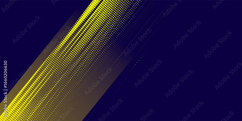 Poster yellow halftone on blue background. vector dotted sparkles or halftone shine pattern texture pop art