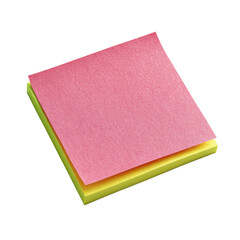 Fototapeta premium Pink and yellow paper notes stacked against black sticky, Isolated On Png Transparent Background