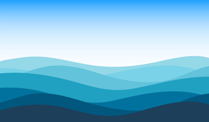 Sea coastline. Open ocean view. Wavy water lines landscape background. Vector illustration. © Віталій Баріда