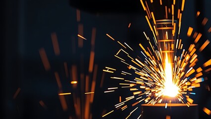 Abstract close-up of glowing sparks in metalworking, highlighting industrial energy and craftsmanship.