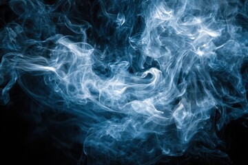 Misty Overlay. White and Blue Smokey Cloud Overlay on Dark Background