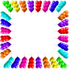 Colorful balloon border isolated on transparent background