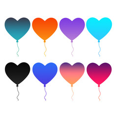 Collection of heart shaped balloons isolated on transparent background