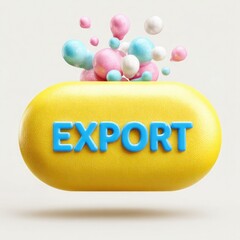 3D export word with floating pastel spheres text illustration
