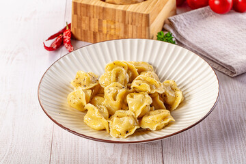 Tasty Russian dumplings with meat