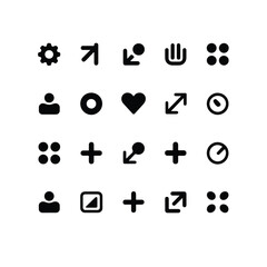 Minimal Black Abstract Icon Set with Arrows and Symbols