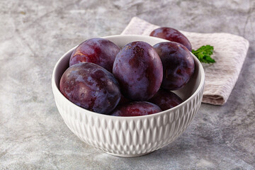 Ripe sweet fresh juicy plums