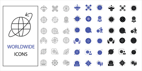 worldwide icons set. business, expansion, network, global bussines and more. simple complete vcetor illustration © Nila