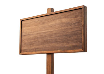 Wooden signboard isolated on a transparent background.