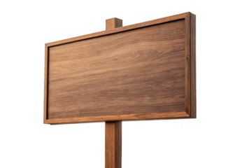 Wooden signboard isolated on a transparent background.