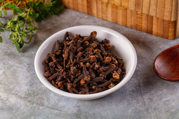 Dry cloves buds aromatic flavor