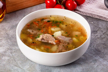 Chicken homemade soup with potato