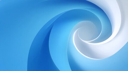 Blue & white gradient swirl, abstract, smooth curves forming a spiral shape