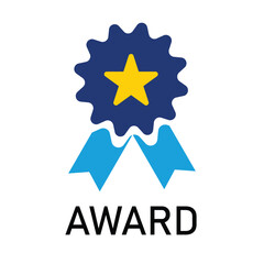 Award illustration featuring a blue rosette with a yellow star in the center