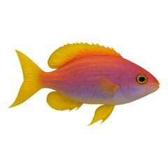 Colorful anthias fish isolated on transparent background