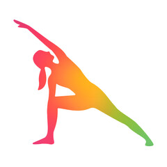 Colorful yoga pose silhouette isolated on transparent background