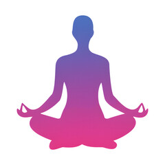 Silhouette of person meditating in lotus pose isolated on transparent background