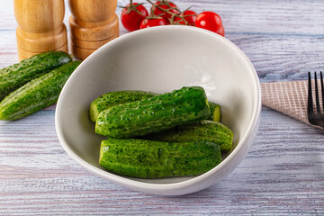 Homemade lightly salted cucumbers snack