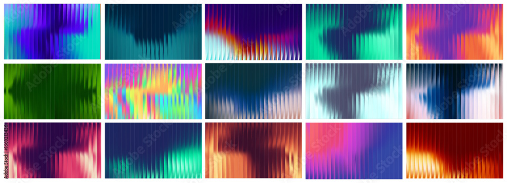 Poster glass gradient fractal background with neon light effect and ribbed pattern. abstract vertical desig