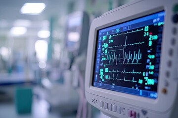 Fototapeta premium Close-up medical monitor with EKG readings
