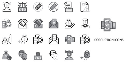 Corruption simple concept 24 Grew color icons set .Vector illustration.	
