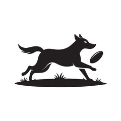 Dog Running With Frisbee In Mouth Silhouette