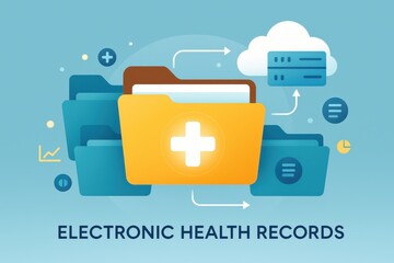 Electronic health records illustration showcasing secure cloud data management for healthcare