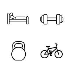 Collection of Health Coaching-themed icons, including A bed, a dumbbell, a kettlebell, a bicycle