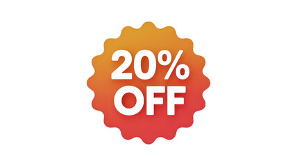 20 off discount sticker isolated on transparent background