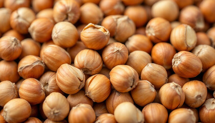 Obraz premium Close-up of fresh hazelnuts in shells highlighting texture and organic freshness.