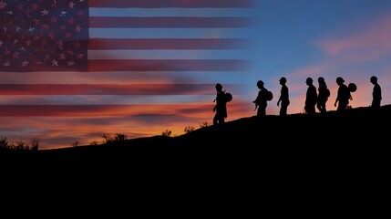 Fototapeta premium American Workers Cheer and Celebrate Labor Day with Vigor, as the US Flag Flutters High—A Joyous Tribute to Hard Work, Unity, and the Spirit of Labor on This Beloved National Holiday